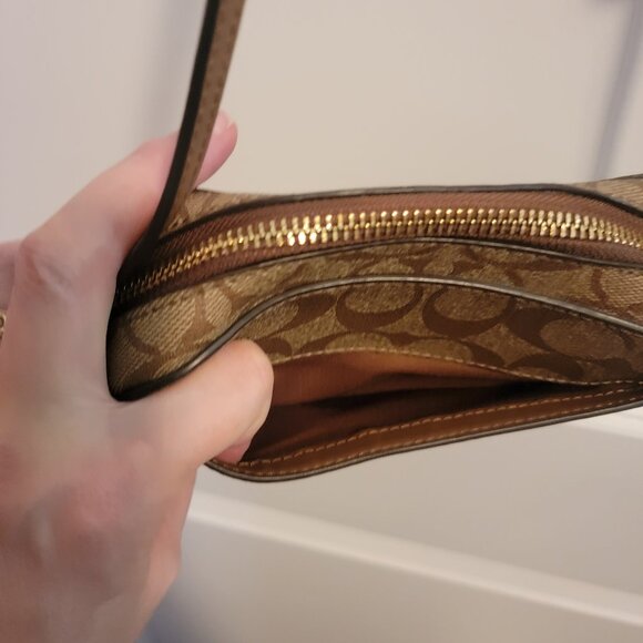 COACH Mini Camera Bag In Signature Canvas Khaki Saddle - Picture 13 of 16